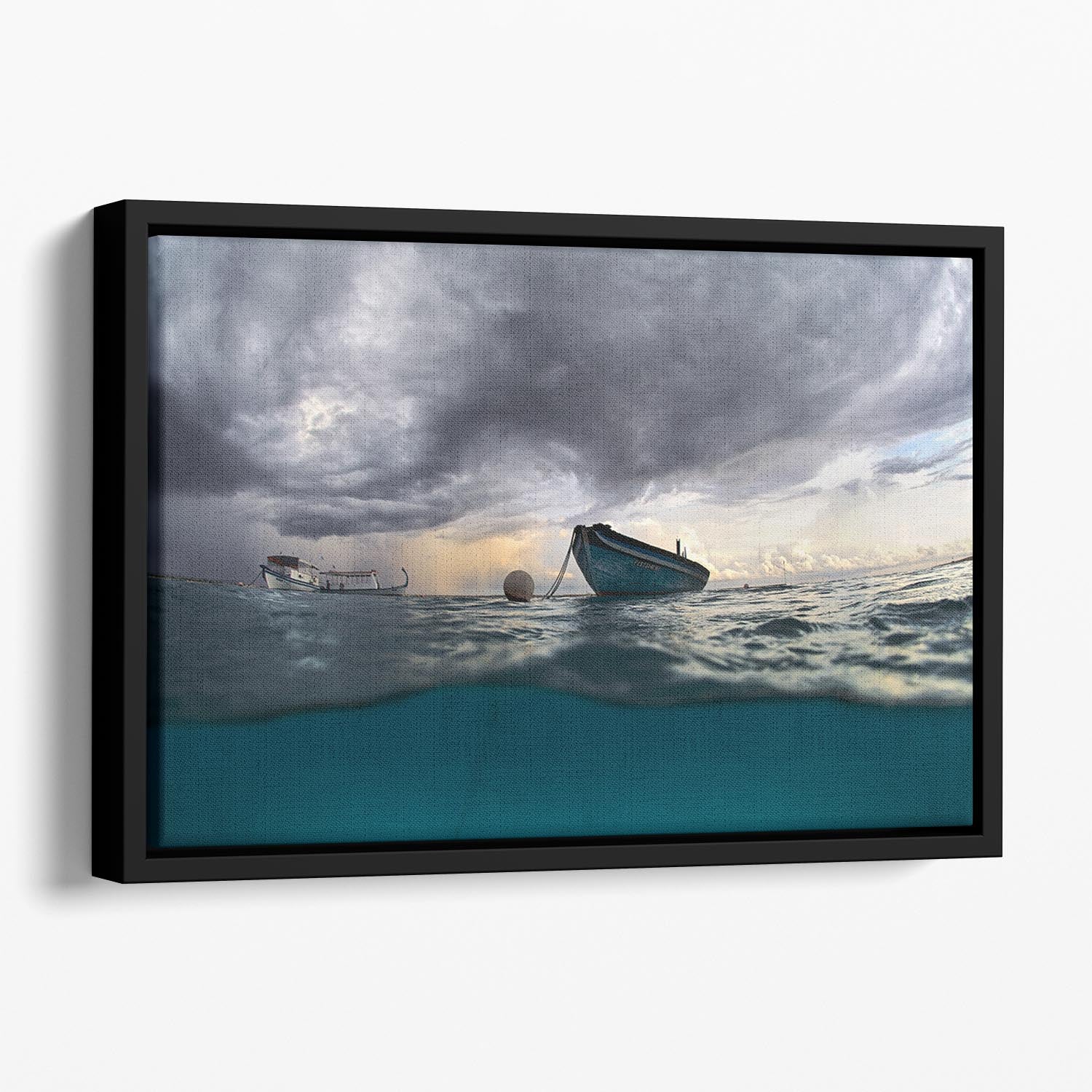 The Boat Floating Framed Canvas - Canvas Art Rocks - 1