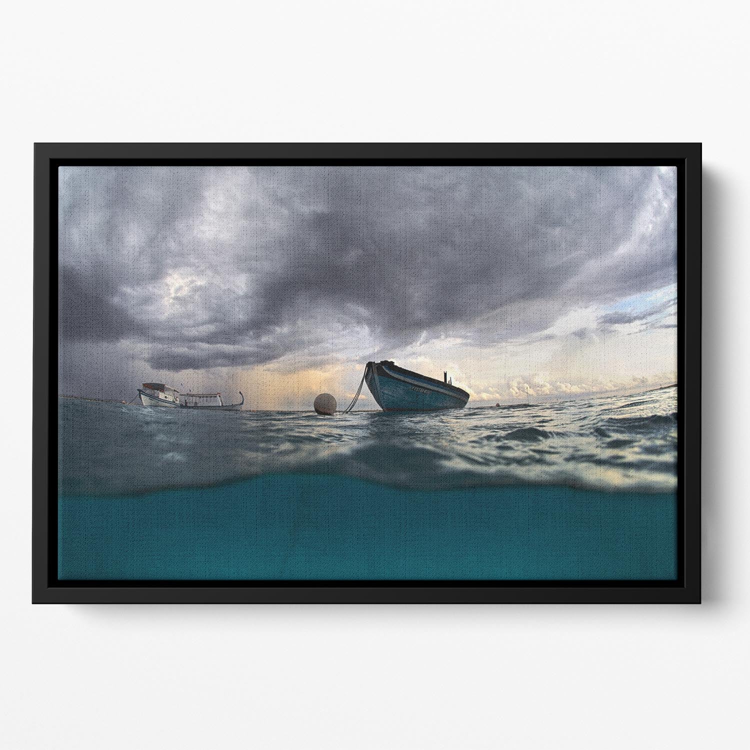 The Boat Floating Framed Canvas - Canvas Art Rocks - 2