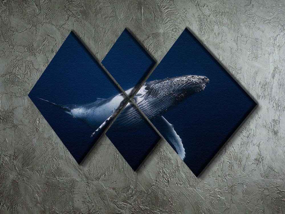 Humpback Whale In Blue 4 Square Multi Panel Canvas - Canvas Art Rocks - 2