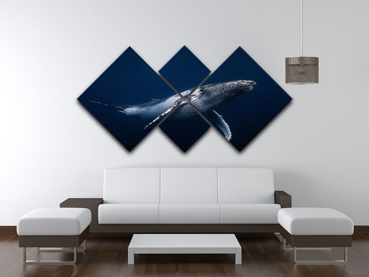 Humpback Whale In Blue 4 Square Multi Panel Canvas - Canvas Art Rocks - 3