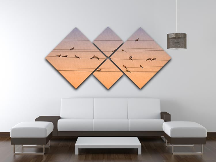 Sunrise Birds 4 Square Multi Panel Canvas - Canvas Art Rocks - 3