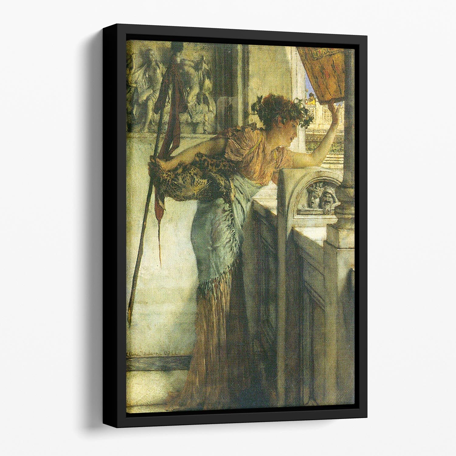 A Bacchantin There he is! by Alma Tadema Floating Framed Canvas - Canvas Art Rocks - 1