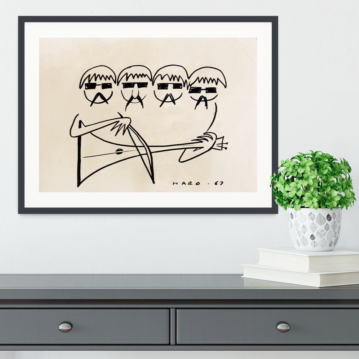 A Beatles Cartoon by Haro Framed Print - Canvas Art Rocks - 1