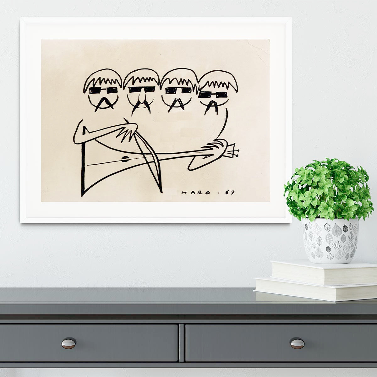 A Beatles Cartoon by Haro Framed Print - Canvas Art Rocks - 5