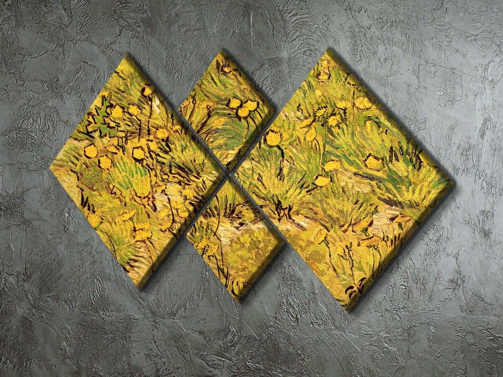 A Field of Yellow Flowers by Van Gogh 4 Square Multi Panel Canvas - Canvas Art Rocks - 2