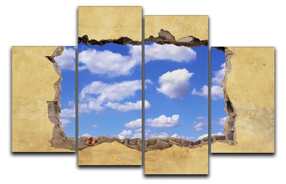 A Hole in a Wall with Blue Sky 4 Split Panel Canvas - Canvas Art Rocks - 1