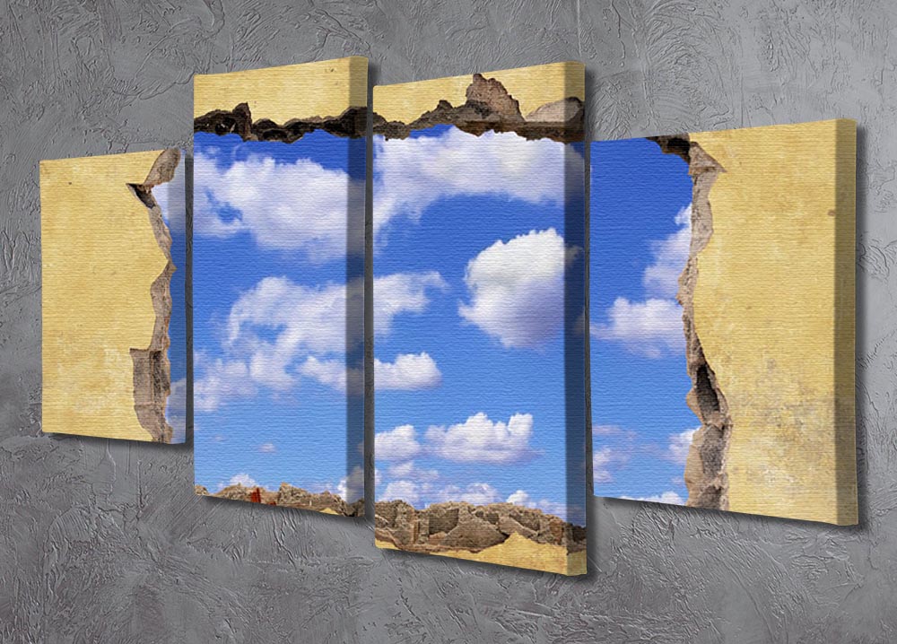 A Hole in a Wall with Blue Sky 4 Split Panel Canvas - Canvas Art Rocks - 2