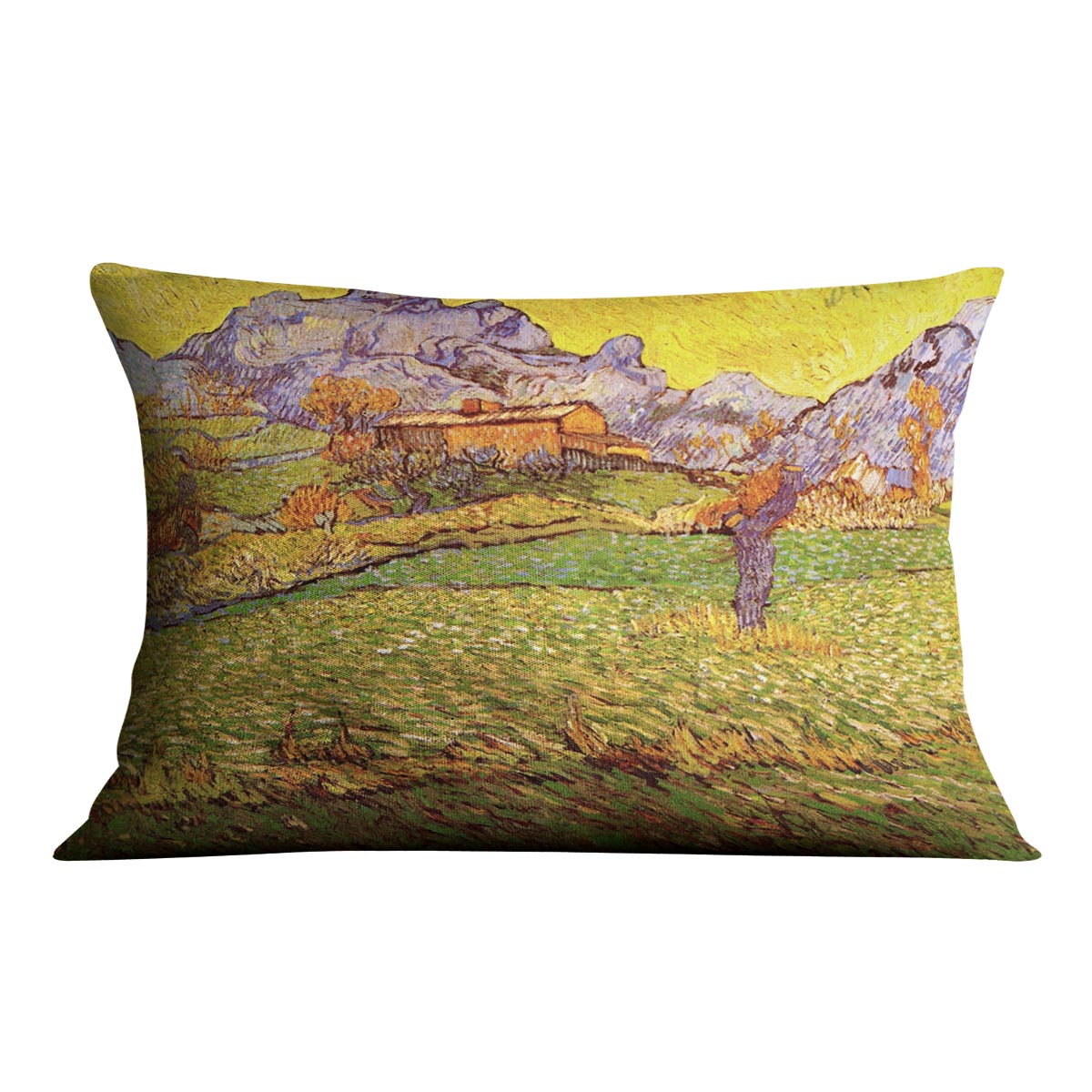 A Meadow in the Mountains Le Mas de Saint-Paul by Van Gogh Cushion