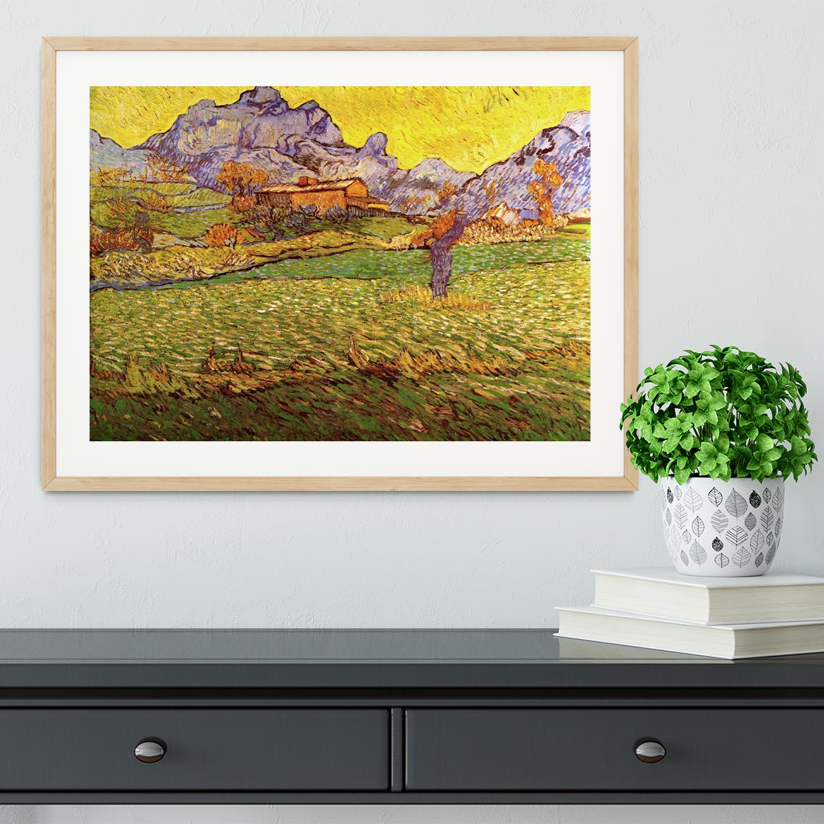 A Meadow in the Mountains Le Mas de Saint-Paul by Van Gogh Framed Print - Canvas Art Rocks - 3
