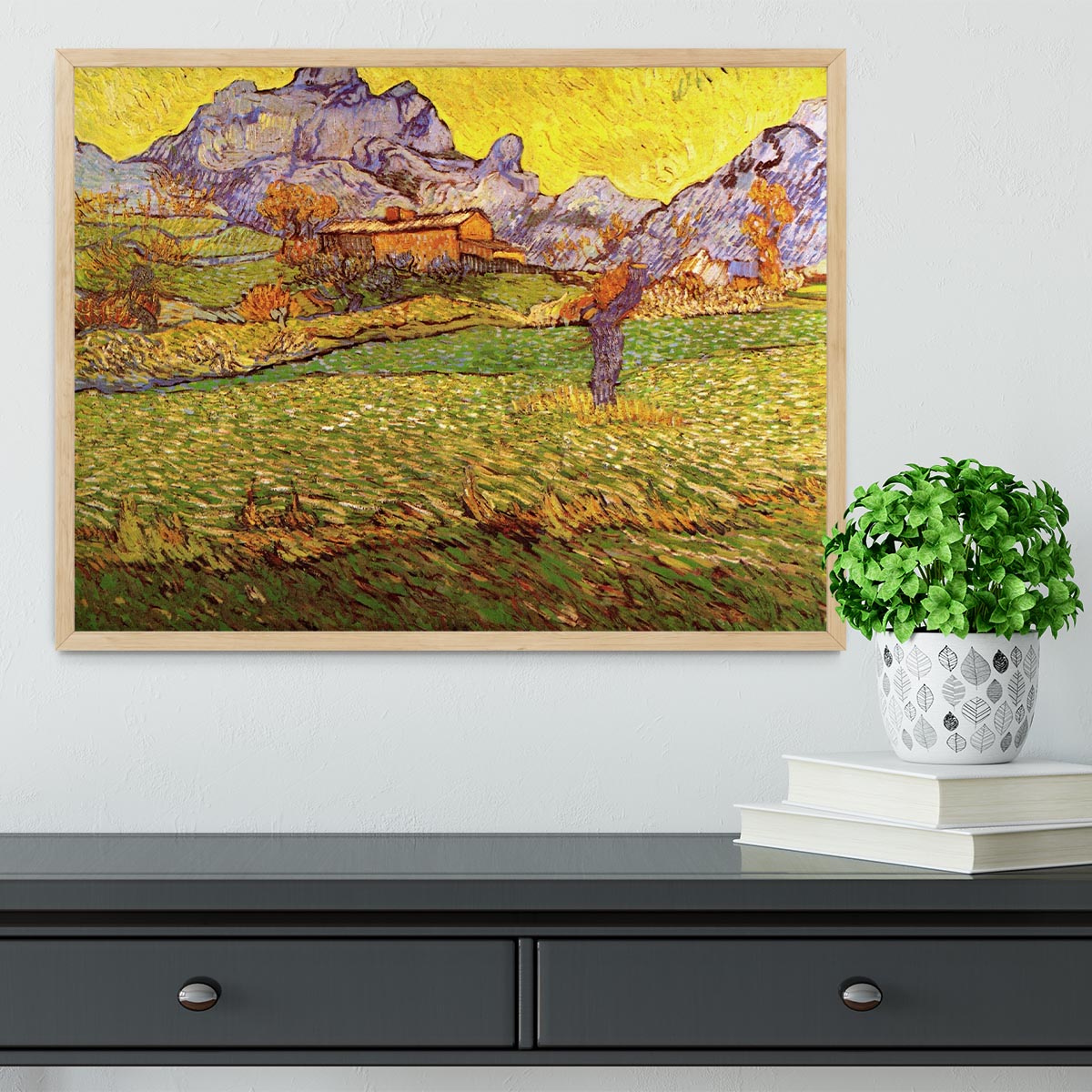 A Meadow in the Mountains Le Mas de Saint-Paul by Van Gogh Framed Print - Canvas Art Rocks - 4