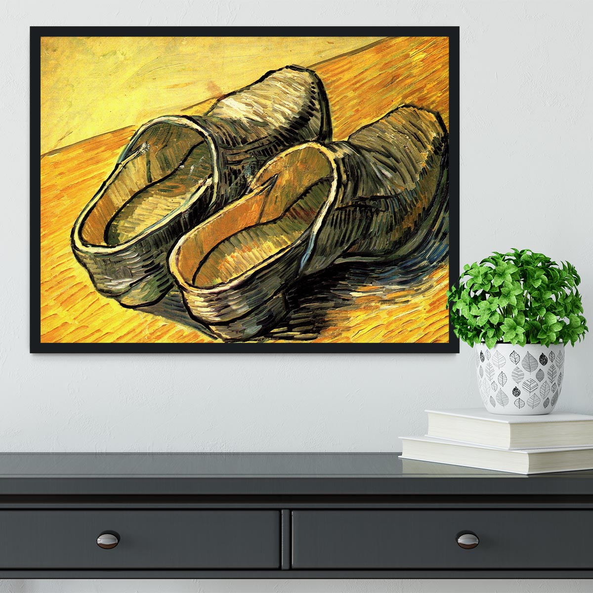 A Pair of Leather Clogs by Van Gogh Framed Print - Canvas Art Rocks - 2