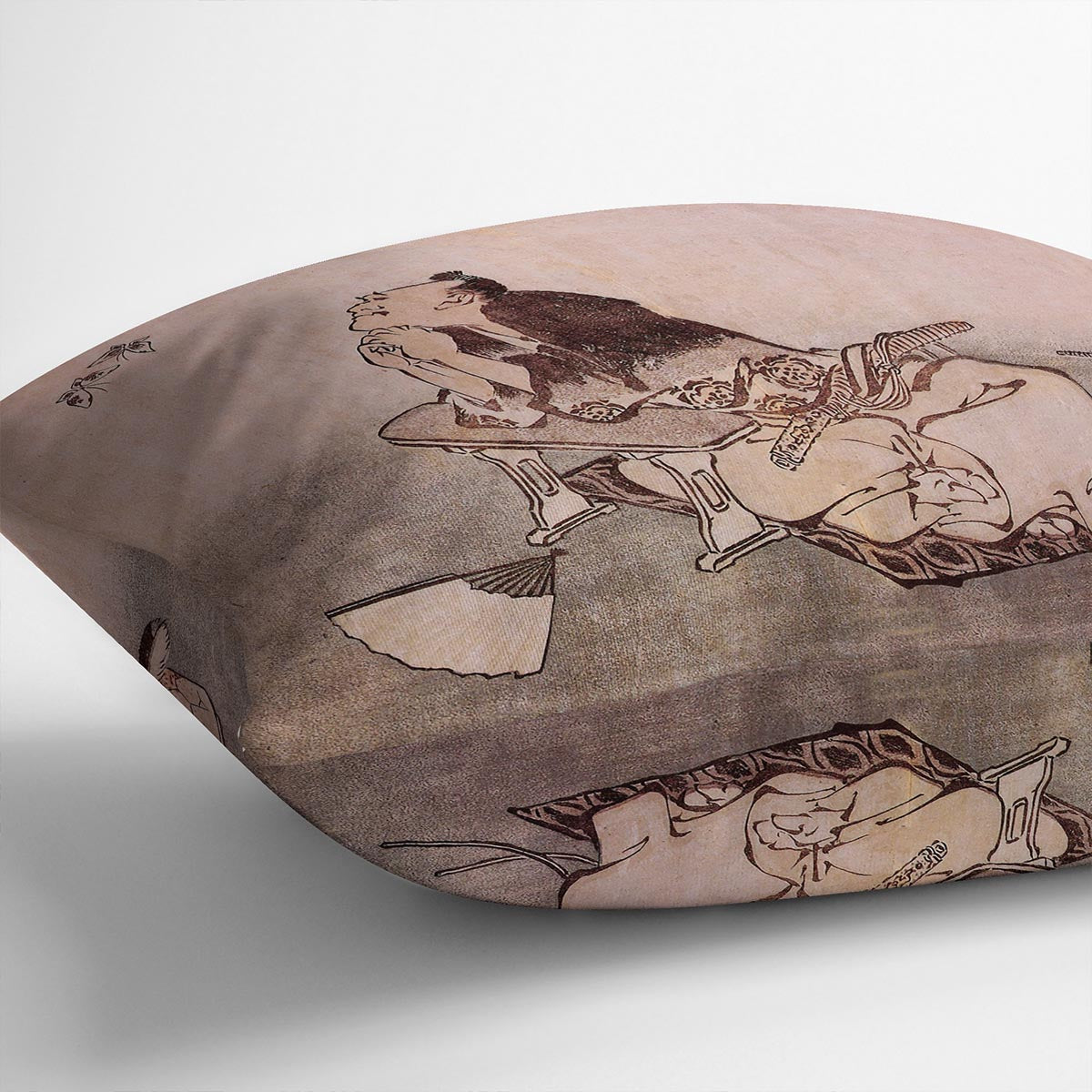 A Philospher looking at two butterflies by Hokusai Cushion