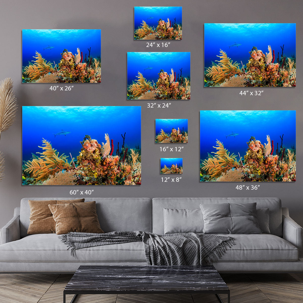 A Reef shark swimming on a tropical coral reef Canvas Print or Poster - Canvas Art Rocks - 7