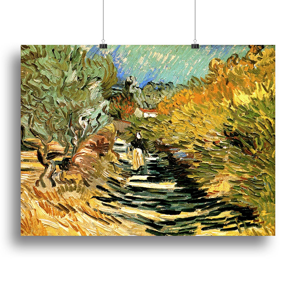 A Road at Saint-Remy with Female Figure by Van Gogh Canvas Print or Poster - Canvas Art Rocks - 2