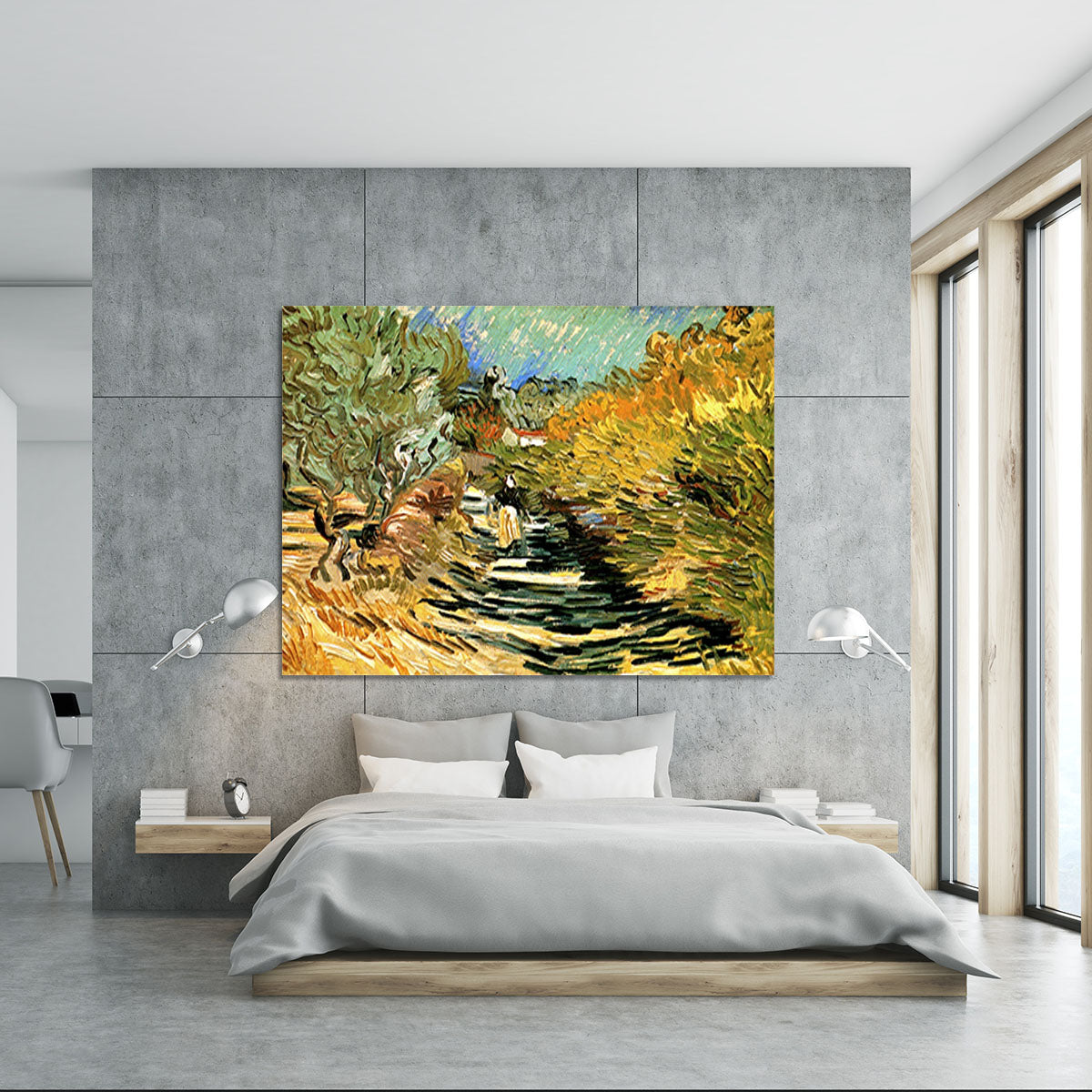 A Road at Saint-Remy with Female Figure by Van Gogh Canvas Print or Poster - Canvas Art Rocks - 5