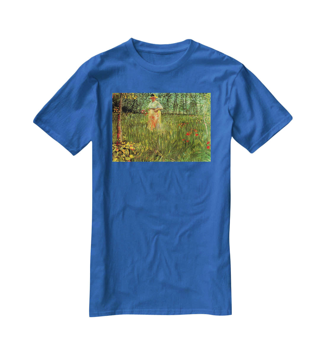 A Woman Walking in a Garden by Van Gogh T-Shirt - Canvas Art Rocks - 2