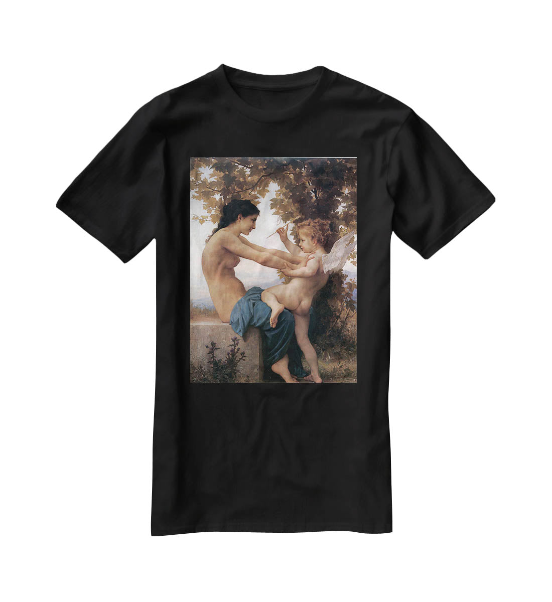 A Young Girl Defending Herself Against Eros By Bouguereau T-Shirt - Canvas Art Rocks - 1