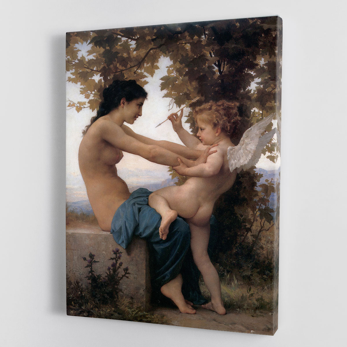A Young Girl Defending Herself Against Eros By Bouguereau Canvas Print or Poster - Canvas Art Rocks - 1