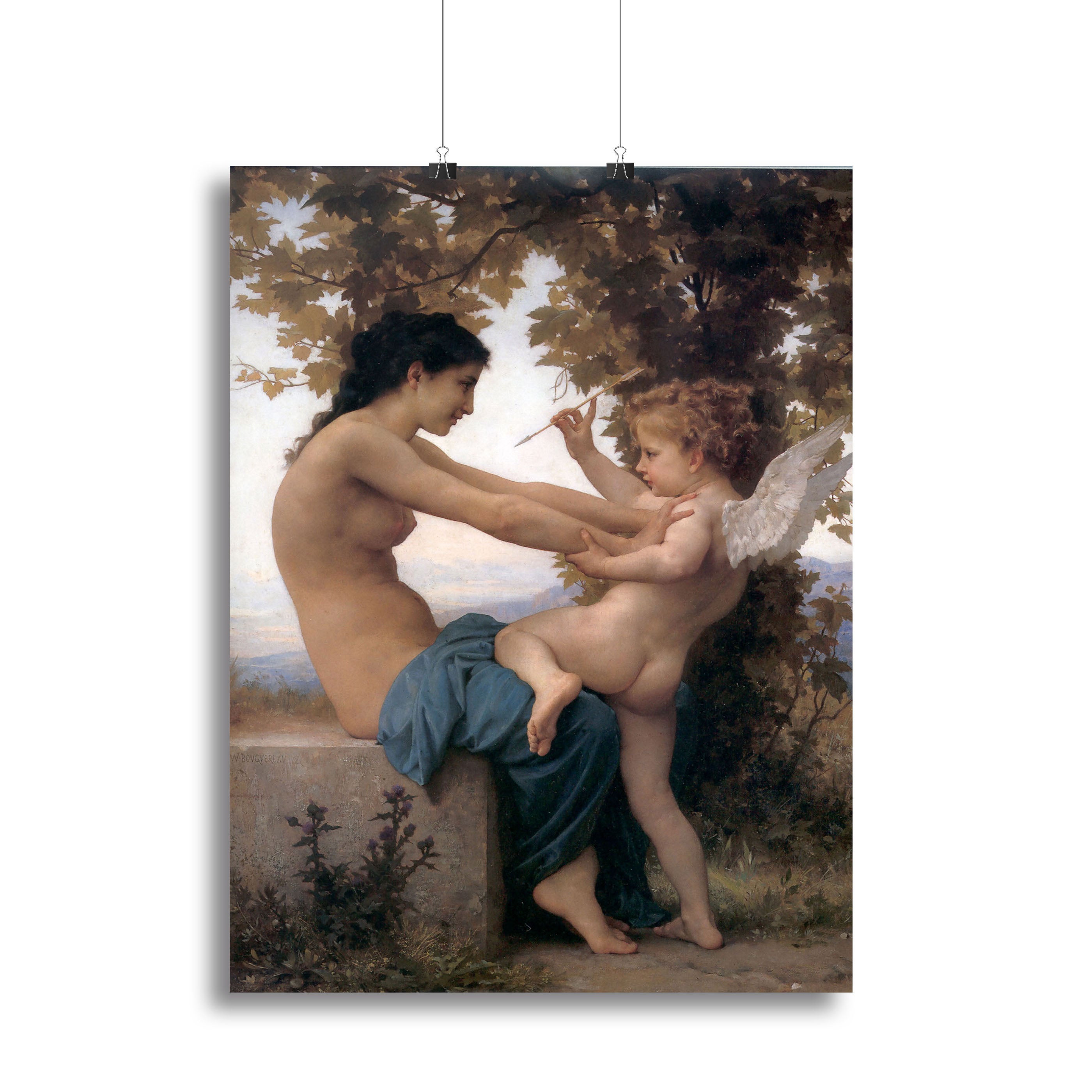 A Young Girl Defending Herself Against Eros By Bouguereau Canvas Print or Poster - Canvas Art Rocks - 2