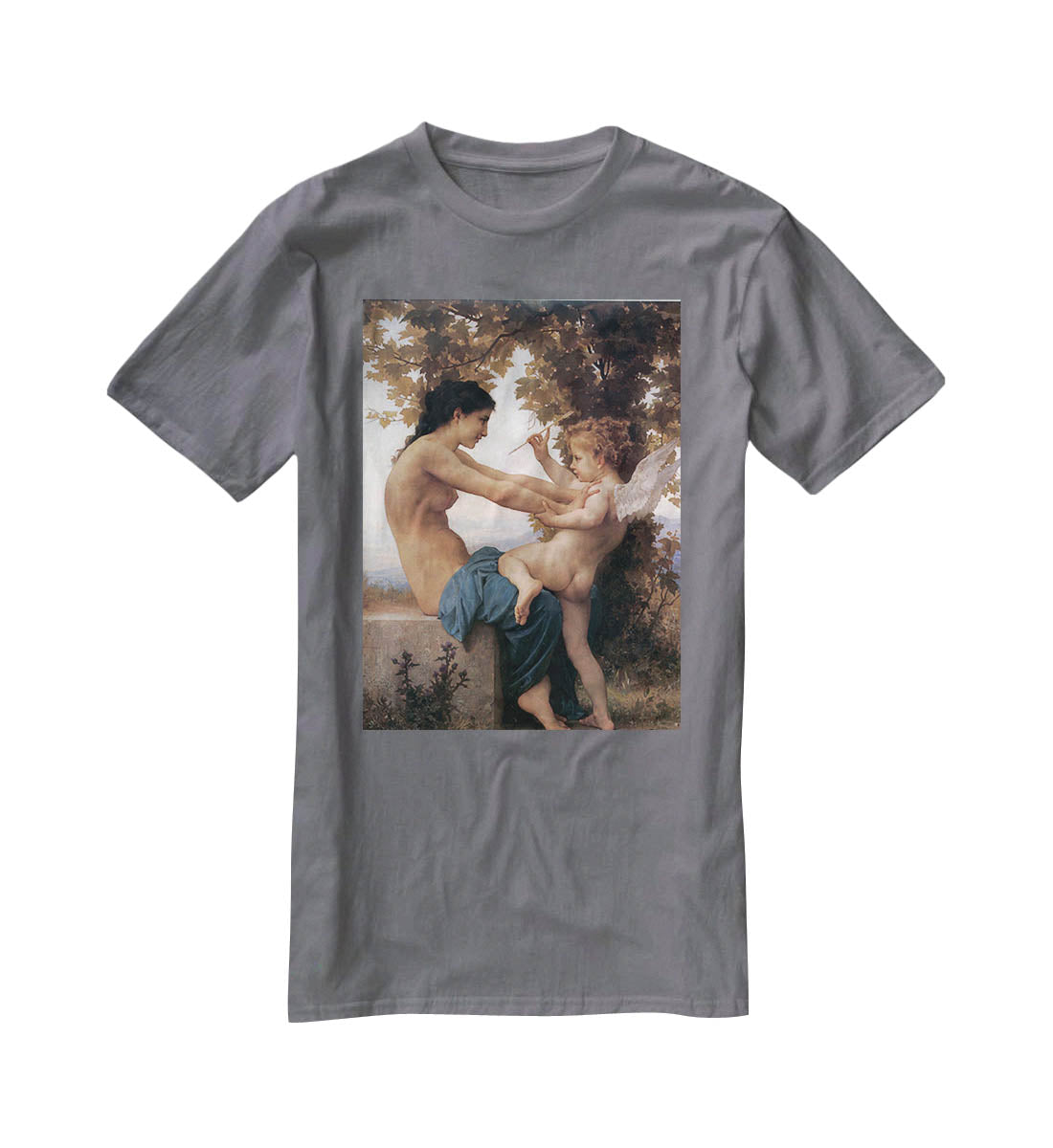 A Young Girl Defending Herself Against Eros By Bouguereau T-Shirt - Canvas Art Rocks - 3