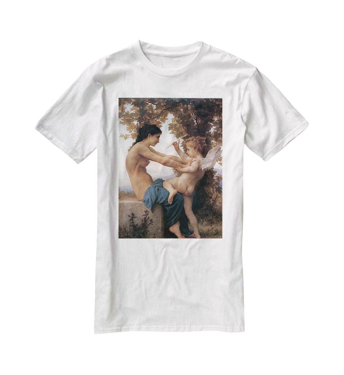 A Young Girl Defending Herself Against Eros By Bouguereau T-Shirt - Canvas Art Rocks - 5