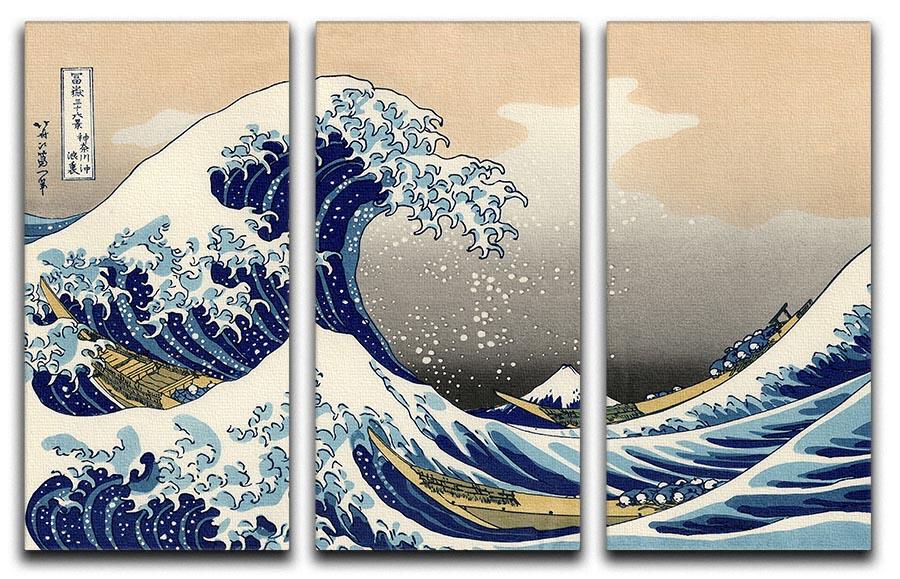 A big wave off Kanagawa by Hokusai 3 Split Panel Canvas Print - Canvas Art Rocks - 1