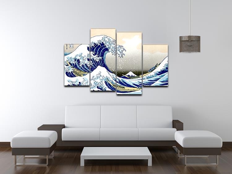 A big wave off Kanagawa by Hokusai 4 Split Panel Canvas - Canvas Art Rocks - 3