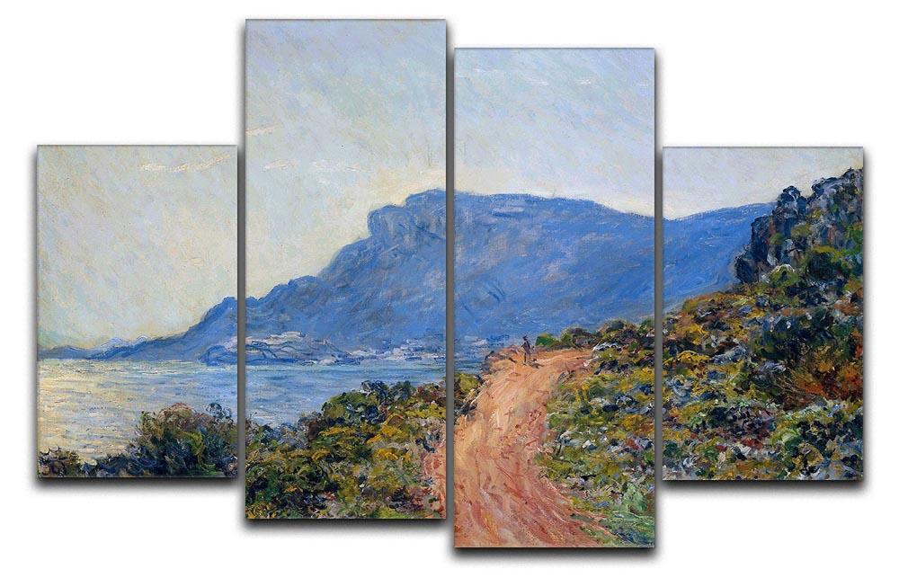 A coastal view with a bay by Monet 4 Split Panel Canvas  - Canvas Art Rocks - 1