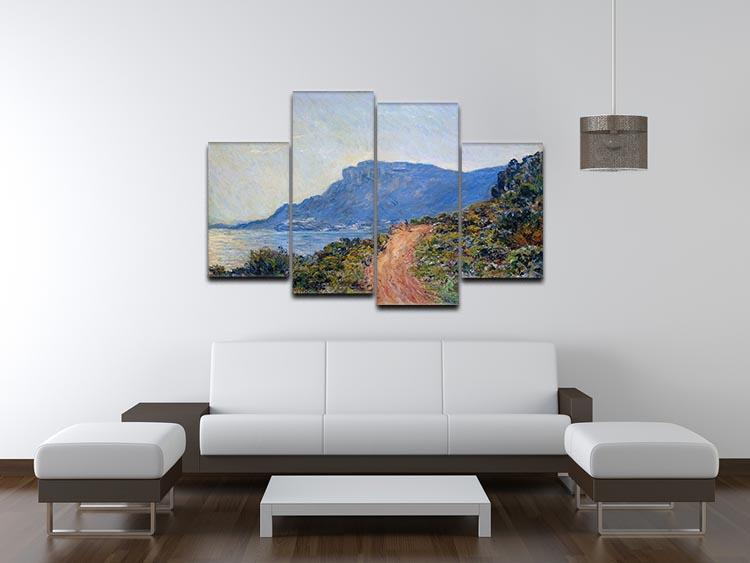 A coastal view with a bay by Monet 4 Split Panel Canvas - Canvas Art Rocks - 3