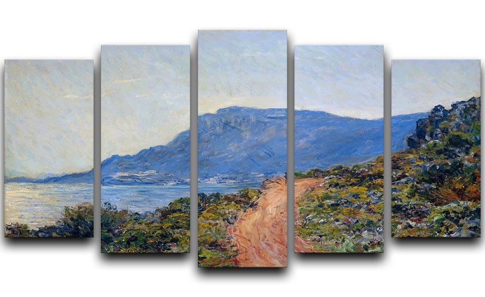 A coastal view with a bay by Monet 5 Split Panel Canvas  - Canvas Art Rocks - 1