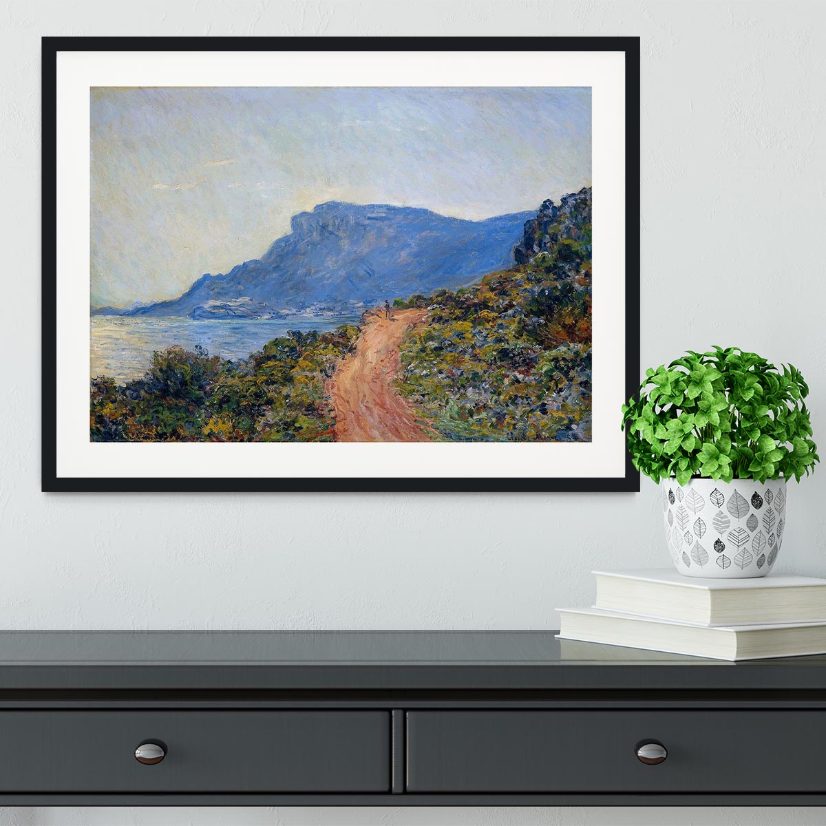 A coastal view with a bay by Monet Framed Print - Canvas Art Rocks - 1