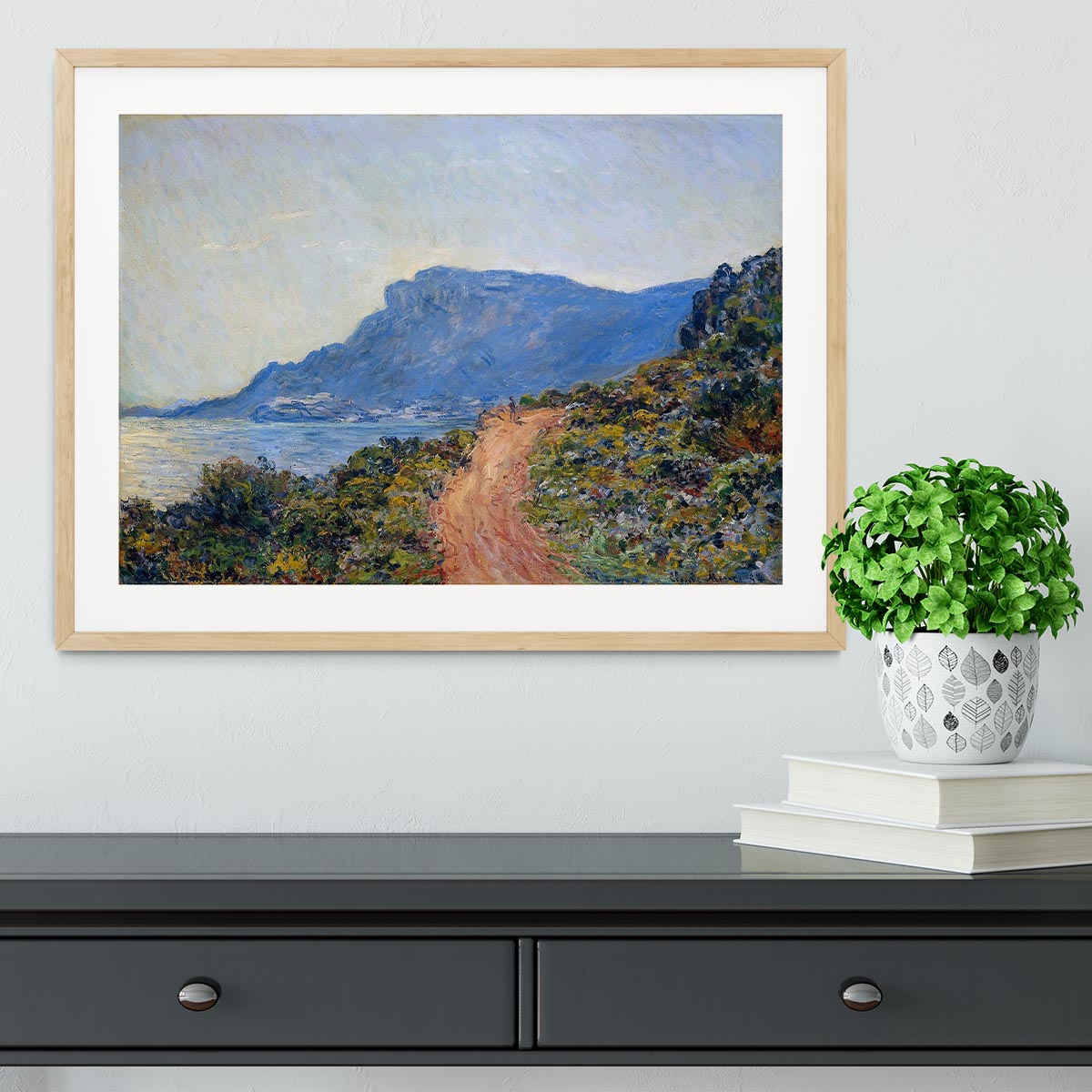 A coastal view with a bay by Monet Framed Print - Canvas Art Rocks - 3