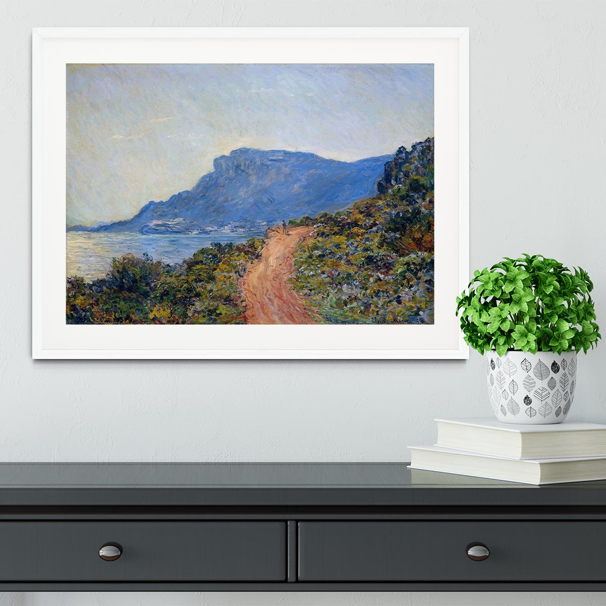 A coastal view with a bay by Monet Framed Print - Canvas Art Rocks - 5