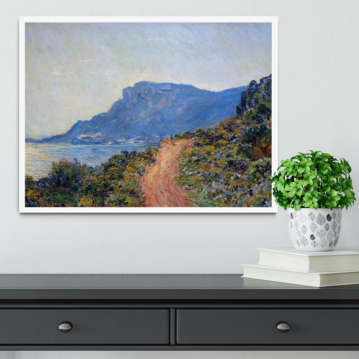 A coastal view with a bay by Monet Framed Print - Canvas Art Rocks -6