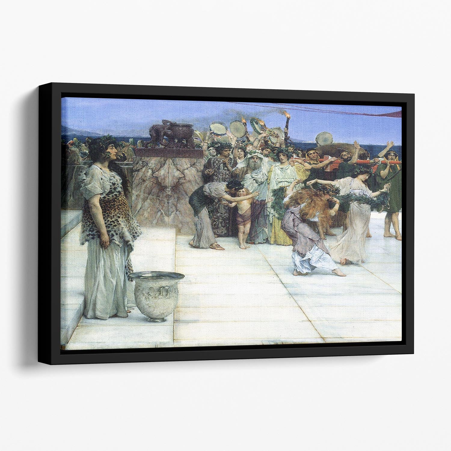 A consecration of Bacchus detail 1 by Alma Tadema Floating Framed Canvas - Canvas Art Rocks - 1