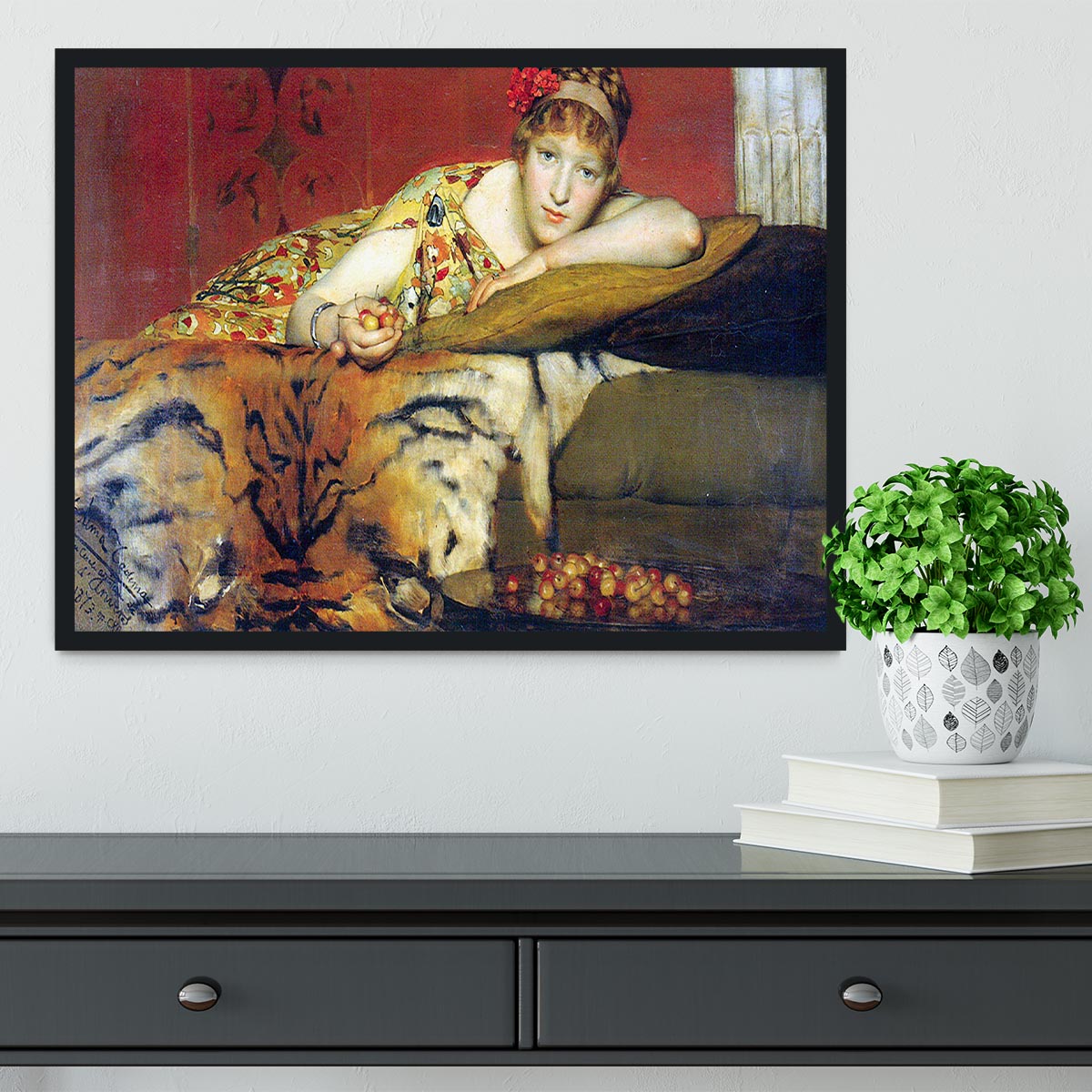 A craving for cherries by Alma Tadema Framed Print - Canvas Art Rocks - 2