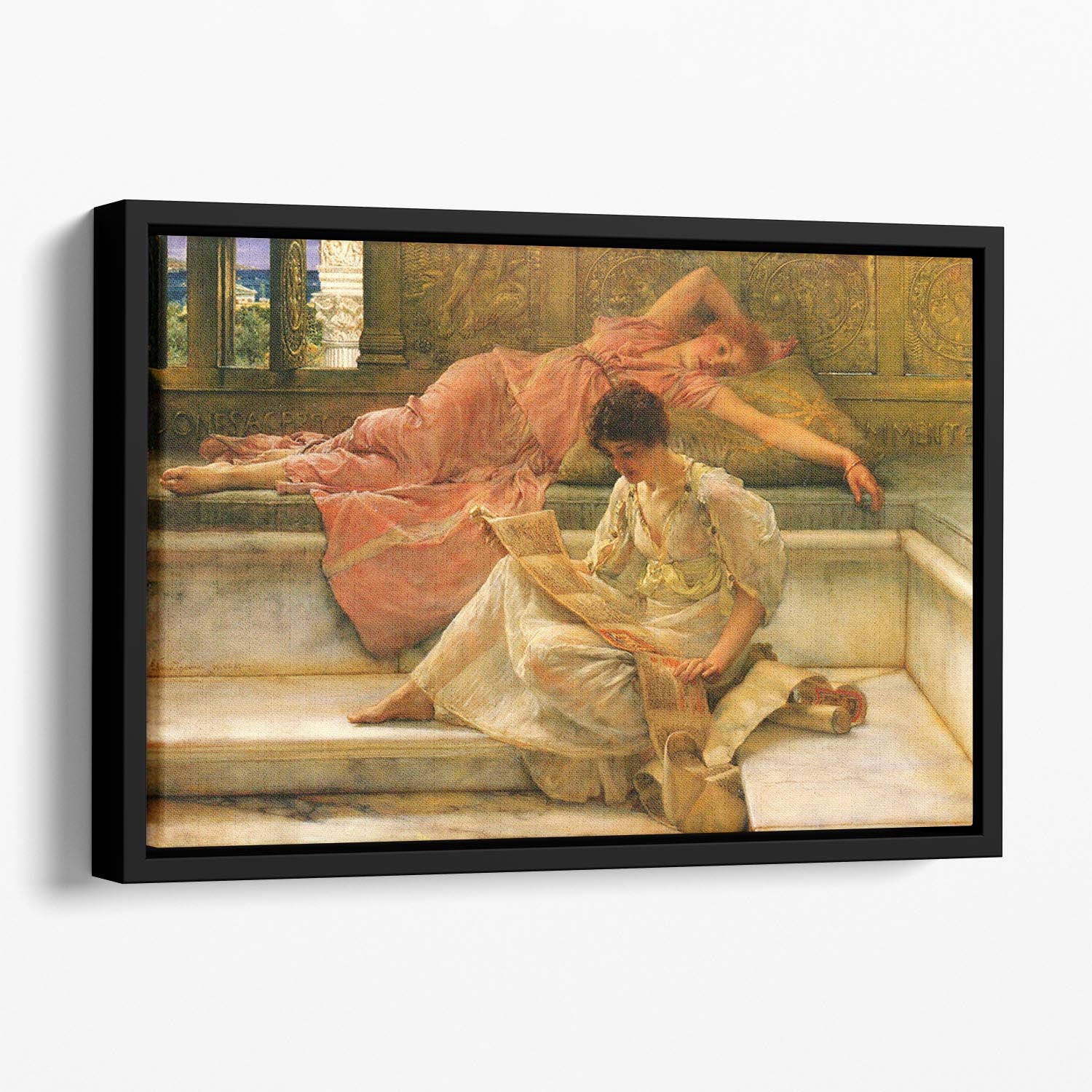 A favorite poet by Alma Tadema Floating Framed Canvas - Canvas Art Rocks - 1