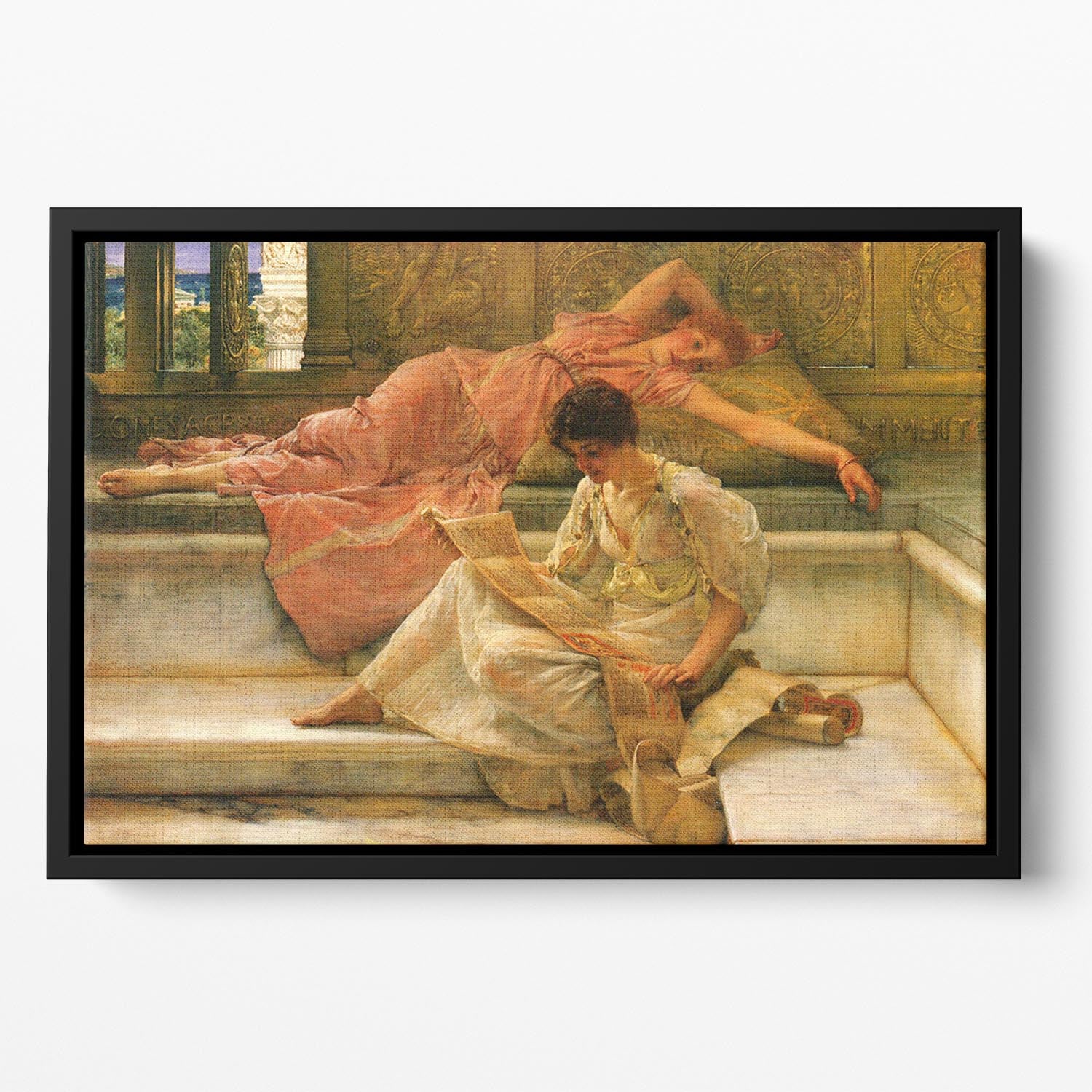 A favorite poet by Alma Tadema Floating Framed Canvas - Canvas Art Rocks - 2