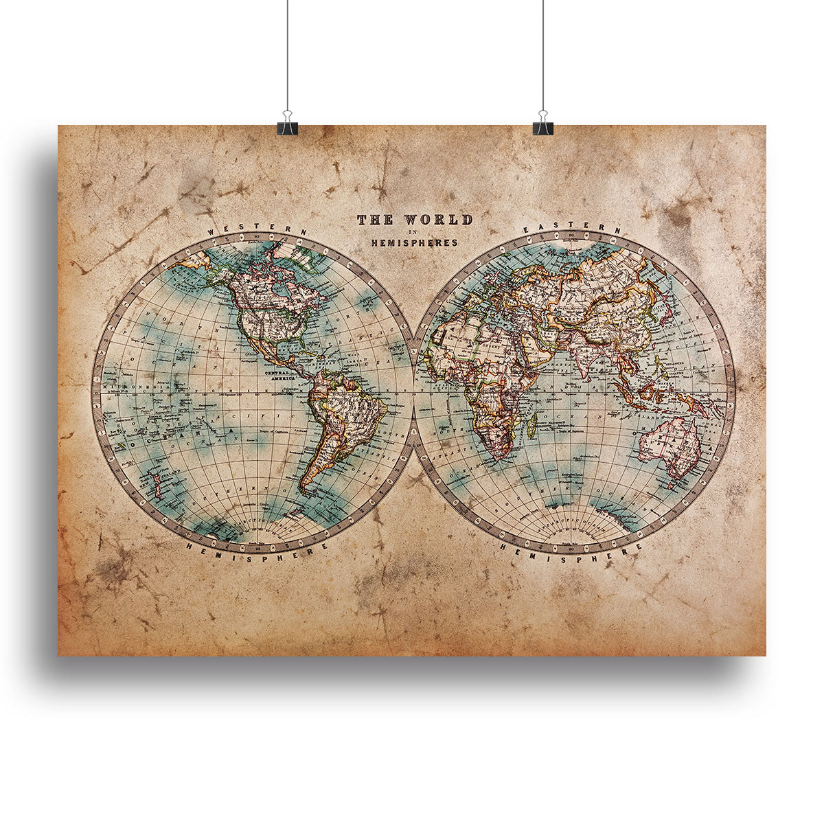 A genuine old stained World map Canvas Print or Poster - Canvas Art Rocks - 2