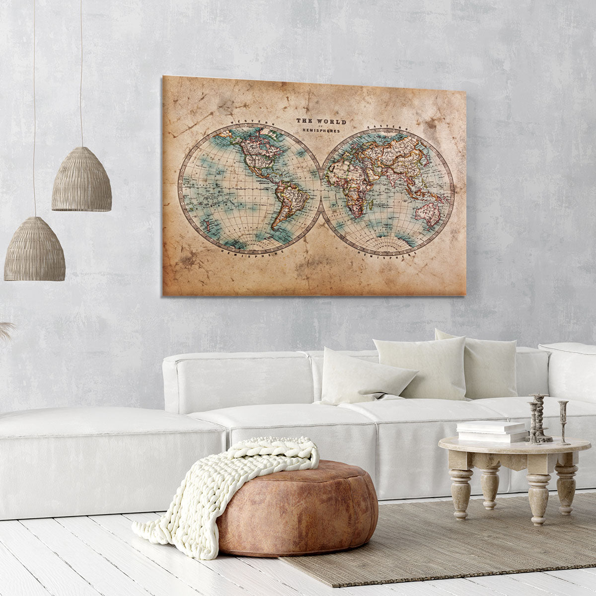 A genuine old stained World map Canvas Print or Poster - Canvas Art Rocks - 6