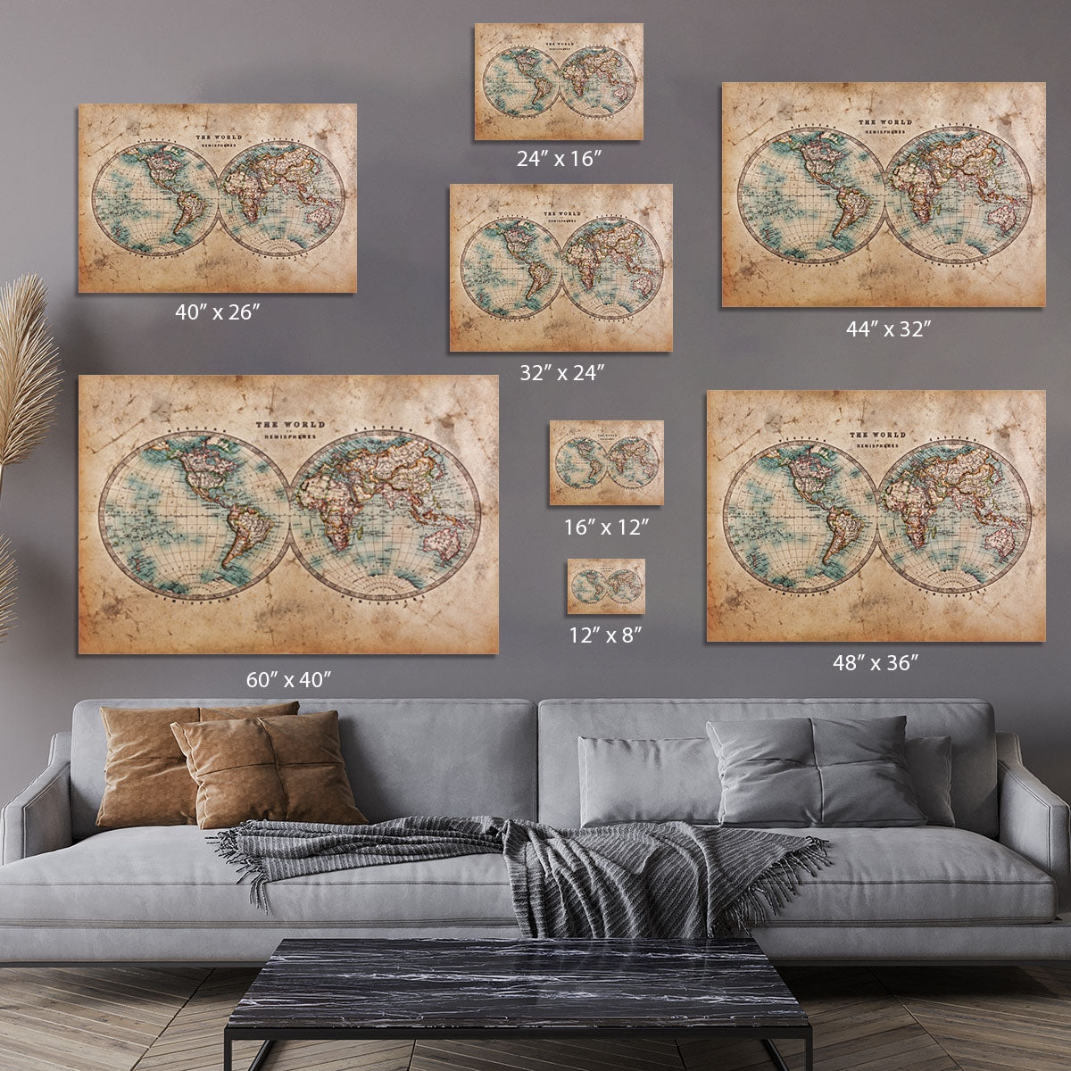 A genuine old stained World map Canvas Print or Poster - Canvas Art Rocks - 7