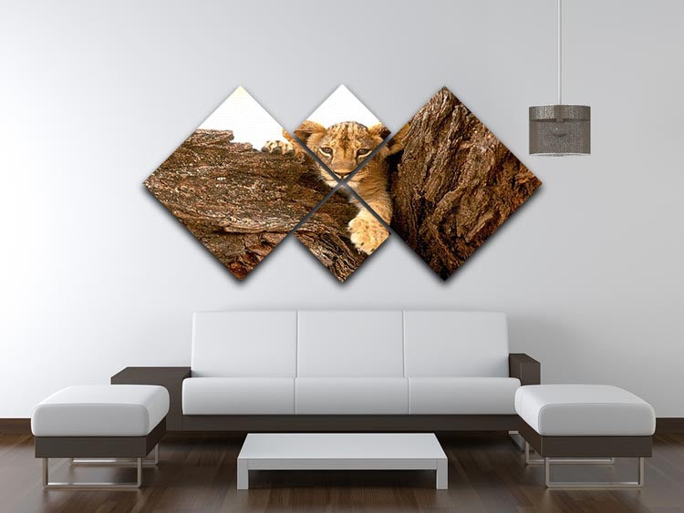 A little tiger cub look out for rocks 4 Square Multi Panel Canvas - Canvas Art Rocks - 3