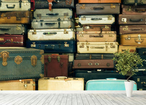 A lot of Old vintage suitcases Wall Mural Wallpaper - Canvas Art Rocks - 4