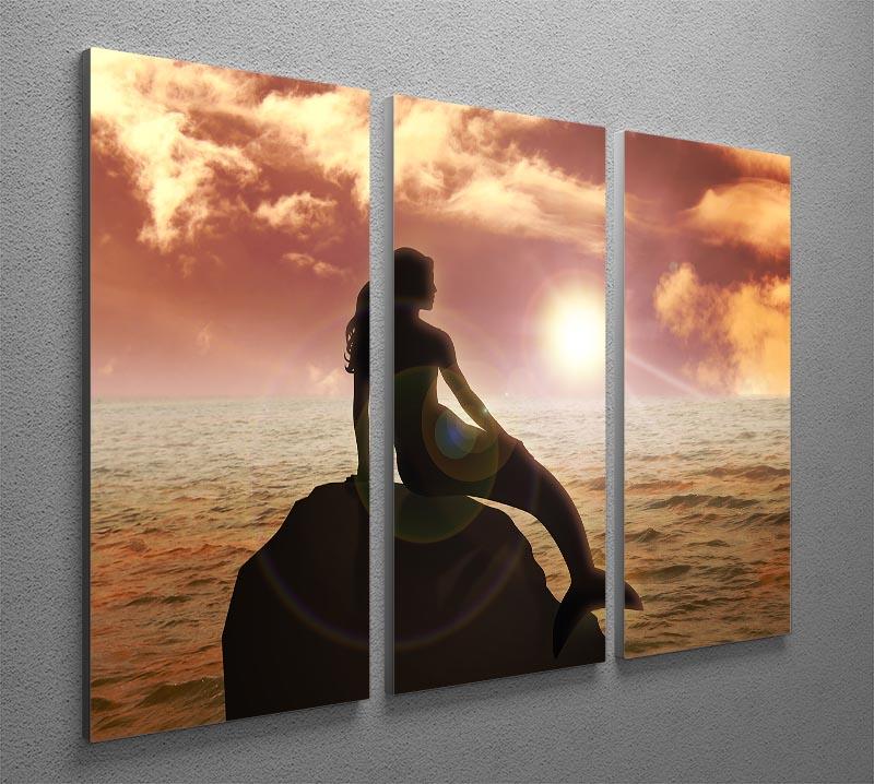 A mermaid sitting 3 Split Panel Canvas Print - Canvas Art Rocks - 2