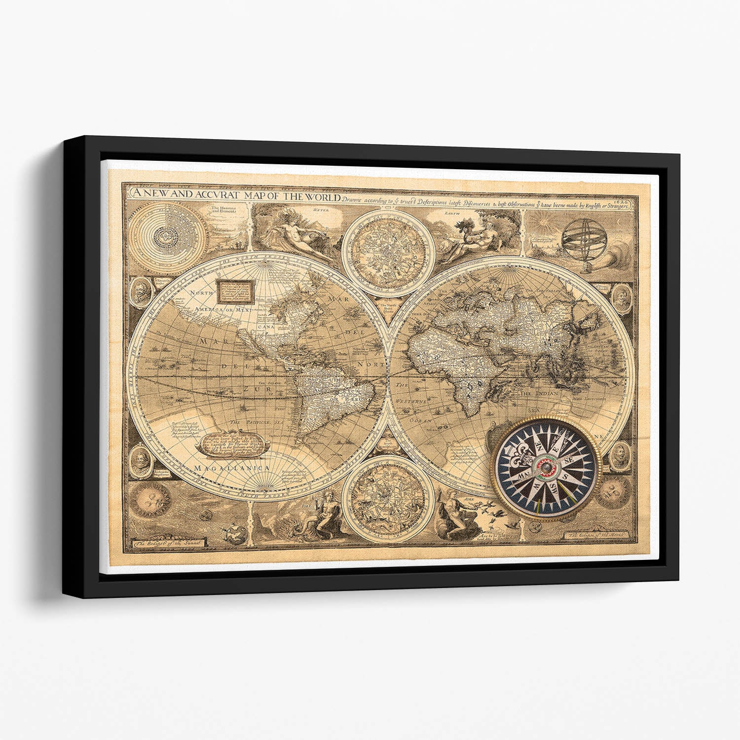 A new and accvrat map of the world Floating Framed Canvas