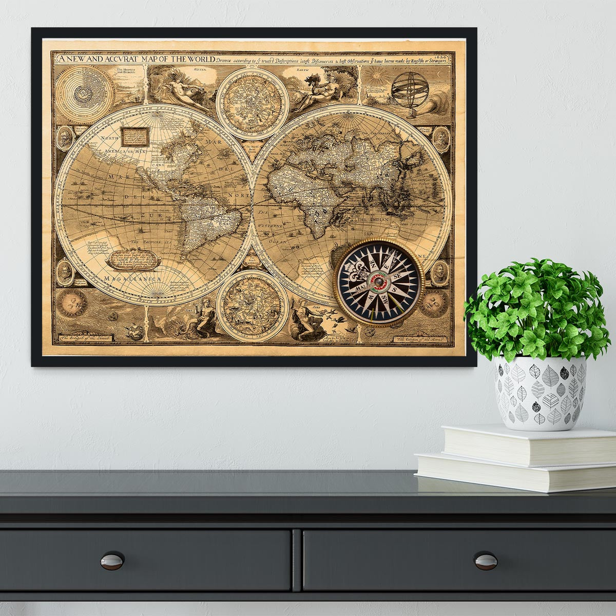A new and accvrat map of the world Framed Print - Canvas Art Rocks - 2