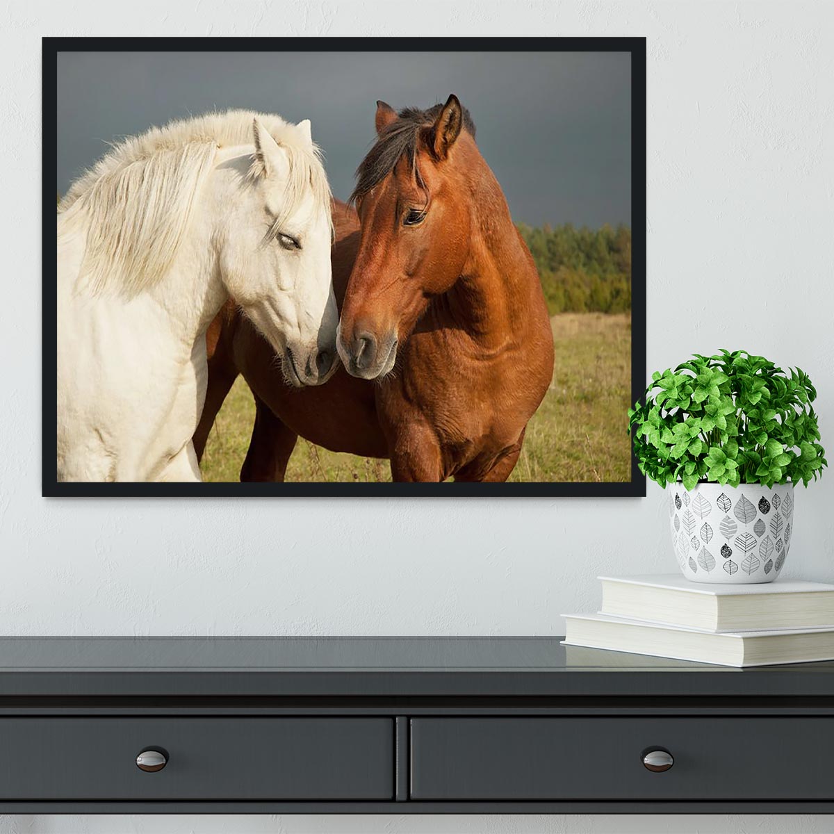 A pair of horses showing affection Framed Print - Canvas Art Rocks - 2