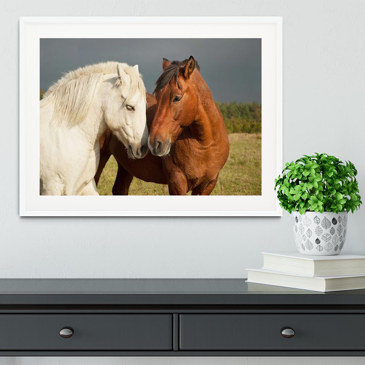 A pair of horses showing affection Framed Print - Canvas Art Rocks - 5