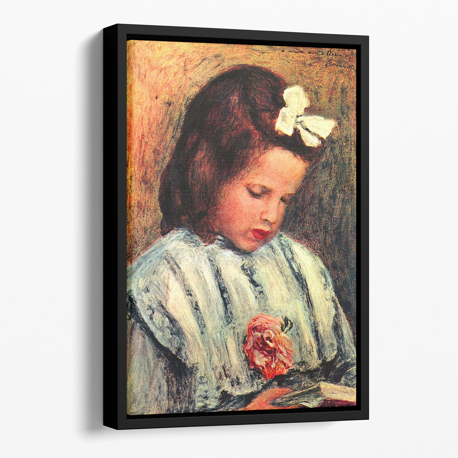 A reading girl by Renoir Floating Framed Canvas