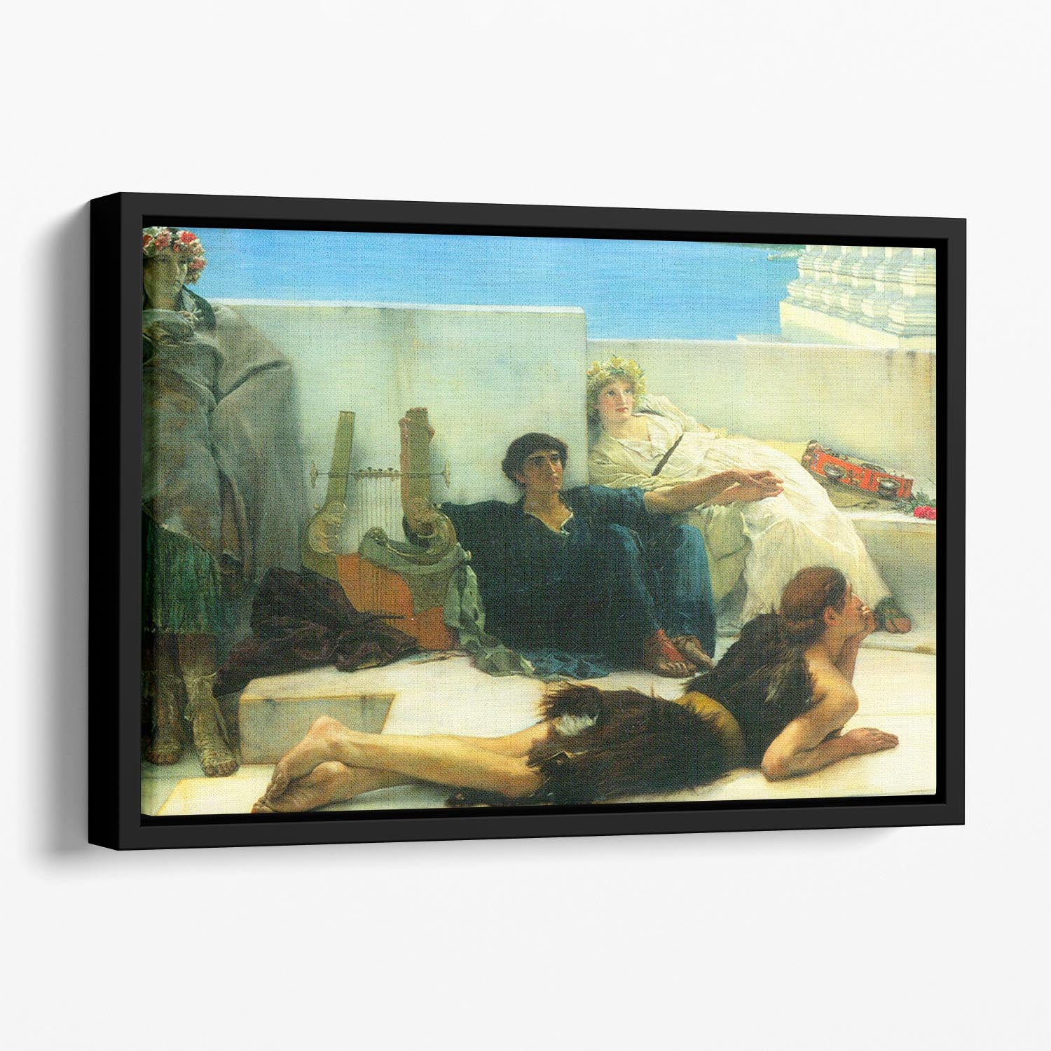 A reading of Homer detail 1 by Alma Tadema Floating Framed Canvas - Canvas Art Rocks - 1